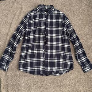 Rails Flannel Shirt Mens XL Brushed Lennox Navy Blue White Plaid Button Up